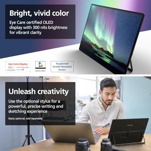 RICOH شاشة ريكو المحمولة – 15.6" شاشة OLED تعمل باللمس مع مكبرات صوت مزدوجة، خفيفة الوزن، لوحة زاهية 300 نت للابتوب، ماك، بي سي وسطح المكتب - Image 5