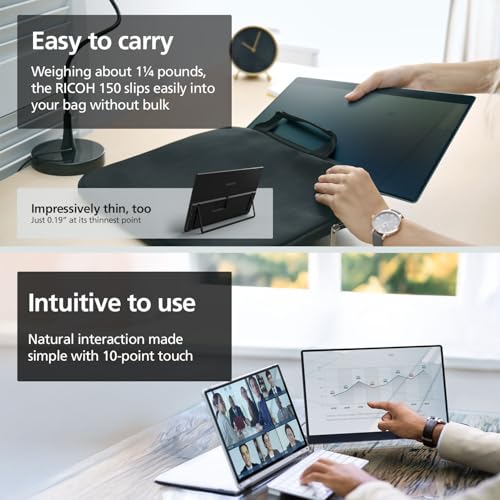 RICOH شاشة ريكو المحمولة – 15.6" شاشة OLED تعمل باللمس مع مكبرات صوت مزدوجة، خفيفة الوزن، لوحة زاهية 300 نت للابتوب، ماك، بي سي وسطح المكتب - Image 3