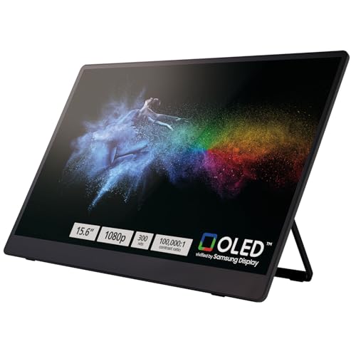 RICOH شاشة ريكو المحمولة – 15.6" شاشة OLED تعمل باللمس مع مكبرات صوت مزدوجة، خفيفة الوزن، لوحة زاهية 300 نت للابتوب، ماك، بي سي وسطح المكتب - Image 1