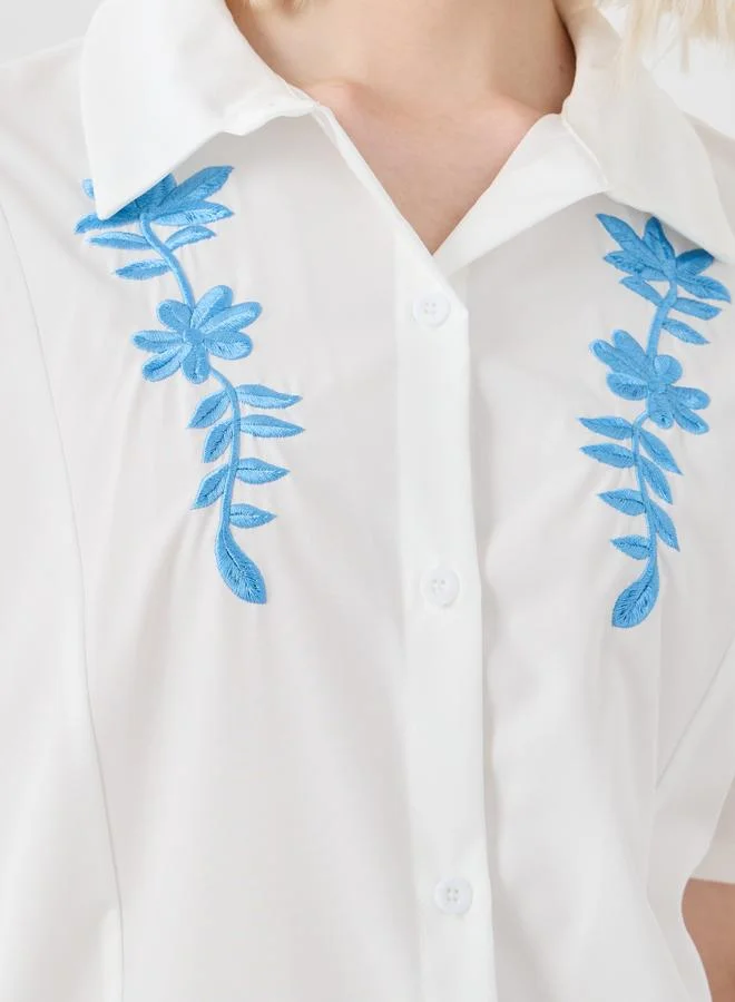 Take Two Take Two Embroidered Spread Collar Oversized Shirt
