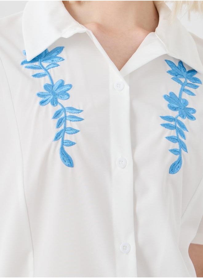 Take Two Take Two Embroidered Spread Collar Oversized Shirt  - Image 3
