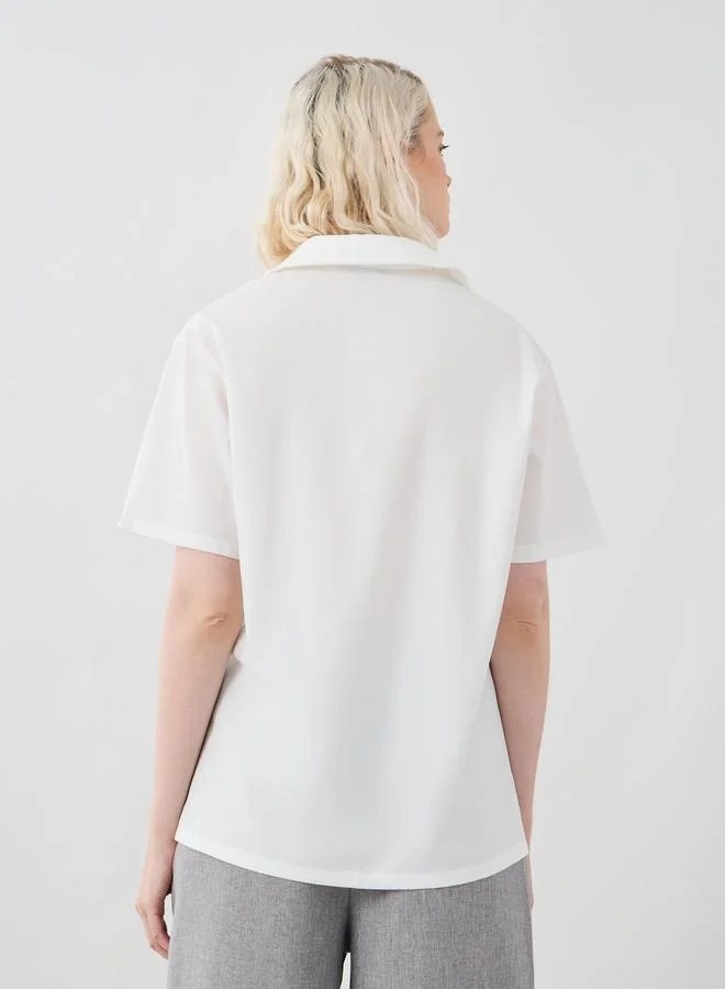 Take Two Take Two Embroidered Spread Collar Oversized Shirt