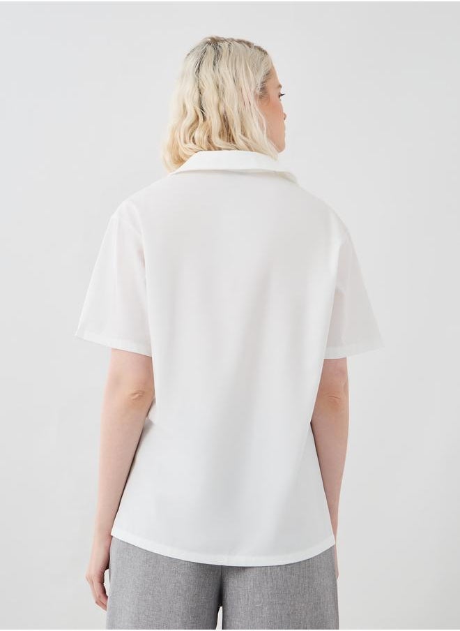 Take Two Take Two Embroidered Spread Collar Oversized Shirt  - Image 4