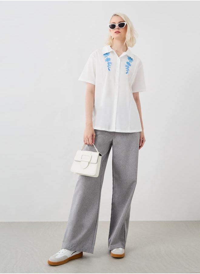 Take Two Take Two Embroidered Spread Collar Oversized Shirt  - Image 2