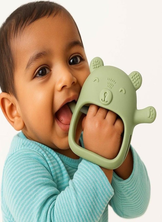 Nubokind No-Drop Baby Teether for 3-12 Months | Wrist-Fit Silicone Teething Toy for Molar Relief | BIS Certified, BPA Free, Safe Made in India | Sage Green - Image 5