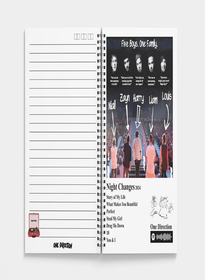 zenithink One Direction Band Wiro Journal Notebook | 80 gsm Paper With 350GSM Hard Cover | Single Ruled | Pages - 160 | A5 Size | Wiro Binding | Versatile for School, Home & Office | - Image 3
