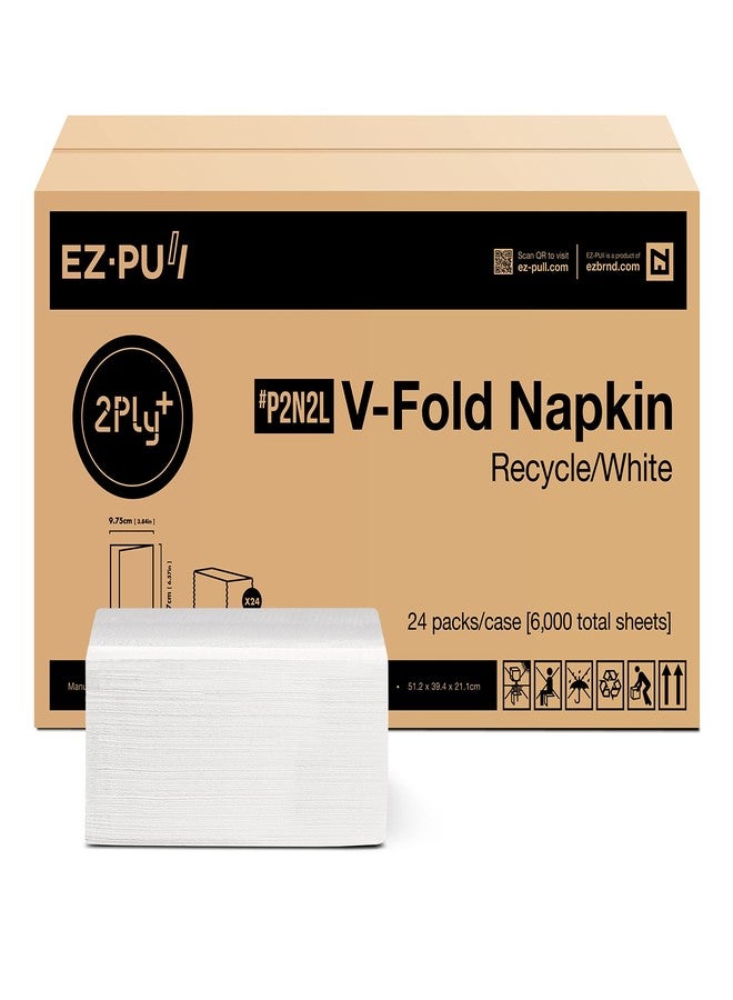 EZPULL EZbrnd Premium Recycled 2ply+ Interfold Dispenser Napkin, V-fold Dispenser Napkin for Restaurants, FSC Certified, 250 sheets x 24 pk, P2N2L (N4) - Image 1