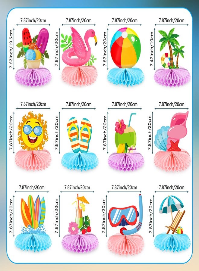 Adecortalk 12 Pcs Summer Beach Honeycomb Centerpieces Beach Pool Party Supplies Honeycomb Balls Table Toppers Decorations for Kids Tropical Hawaii Beach Pool Birthday Baby Shower Party Supplies - Image 2
