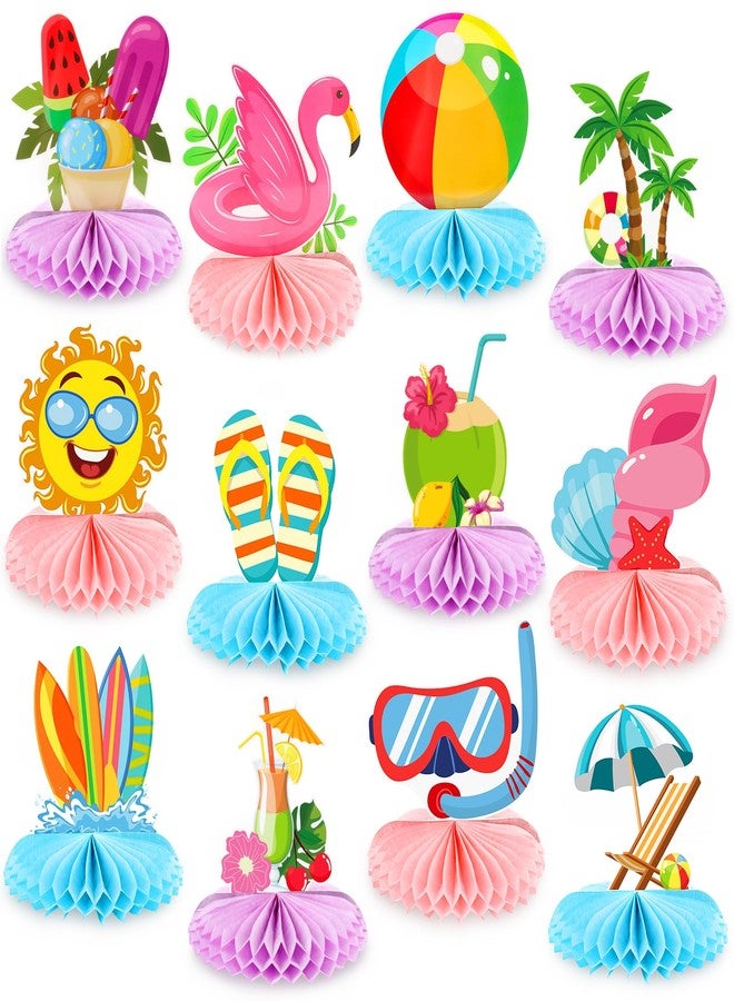 Adecortalk 12 Pcs Summer Beach Honeycomb Centerpieces Beach Pool Party Supplies Honeycomb Balls Table Toppers Decorations for Kids Tropical Hawaii Beach Pool Birthday Baby Shower Party Supplies - Image 1
