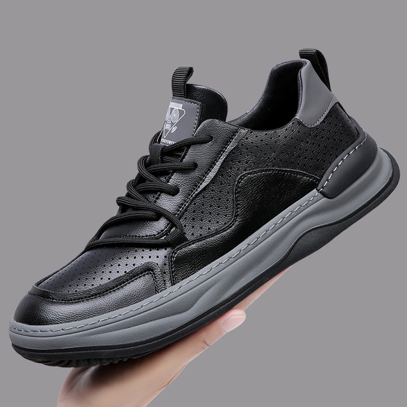 European Station Genuine Leather Men'S Shoes Thick-Soled Breathable Cut Out Casual Clogs Men'S 2025 Spring New White Shoes Trbottom - Image 1
