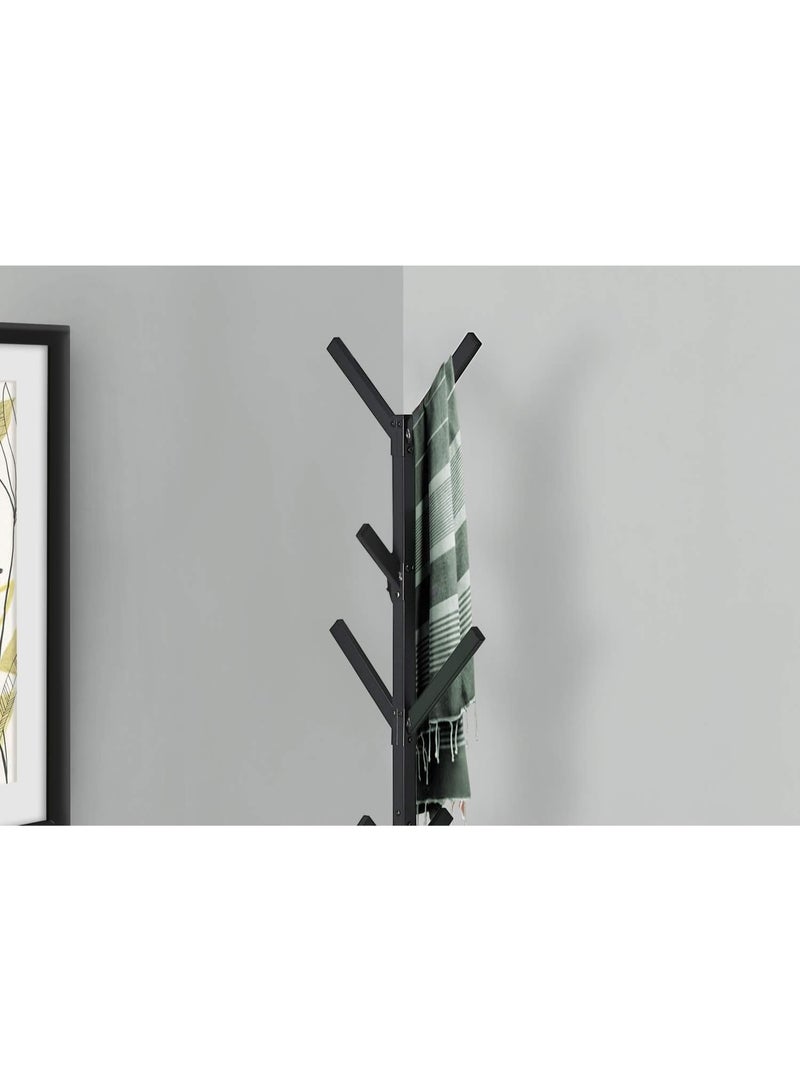 ديكور هيلز شماعة ملابس قائمة بذاتها على شكل شجرة من ديكور هيلز - شماعة معدنية بـ 8 خطافات للمدخل أو الرواق أو غرفة النوم أو المكتب - منظم ملابس عصري بقاعدة متينة بأربعة رؤوس، لمسة نهائية سوداء غير لامعة - Image 3