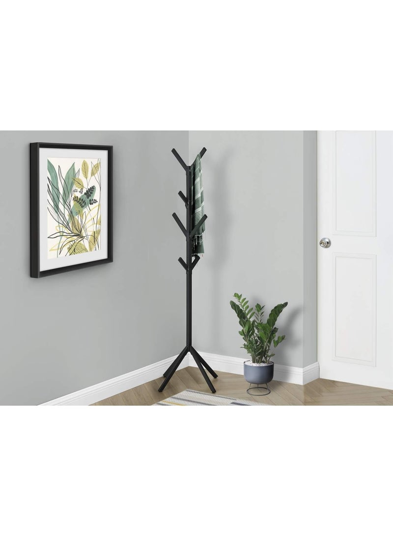 ديكور هيلز شماعة ملابس قائمة بذاتها على شكل شجرة من ديكور هيلز - شماعة معدنية بـ 8 خطافات للمدخل أو الرواق أو غرفة النوم أو المكتب - منظم ملابس عصري بقاعدة متينة بأربعة رؤوس، لمسة نهائية سوداء غير لامعة - Image 2