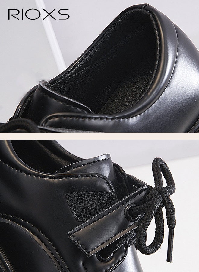 ريوكس أحذية رسمية للأولاد، أحذية أكسفورد برباط للزي المدرسي للأطفال الصغار والكبار، أحذية رسمية غير رسمية لحفلات الزفاف والكنيسة وحفلات التخرج - Image 4