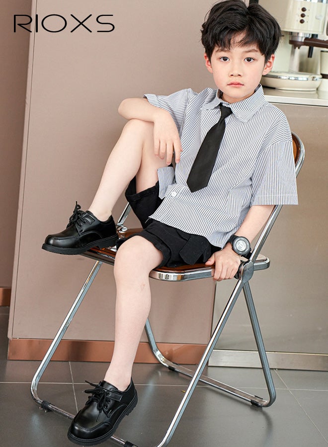 ريوكس أحذية رسمية للأولاد، أحذية أكسفورد برباط للزي المدرسي للأطفال الصغار والكبار، أحذية رسمية غير رسمية لحفلات الزفاف والكنيسة وحفلات التخرج - Image 5