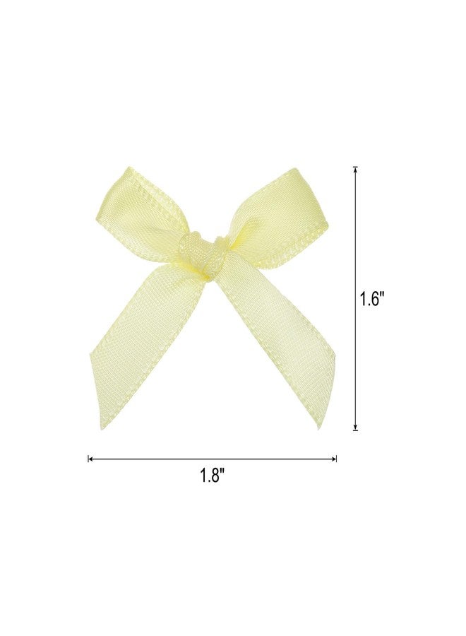 MECCANIXITY 50Pcs Mini Ribbon Bow 1.8 inch Mini Fabric Satin Ribbon Flower Bows for Craft DIY Sewing Wedding Birthday Party Light Yellow - Image 2