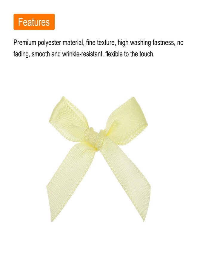 MECCANIXITY 50Pcs Mini Ribbon Bow 1.8 inch Mini Fabric Satin Ribbon Flower Bows for Craft DIY Sewing Wedding Birthday Party Light Yellow - Image 4