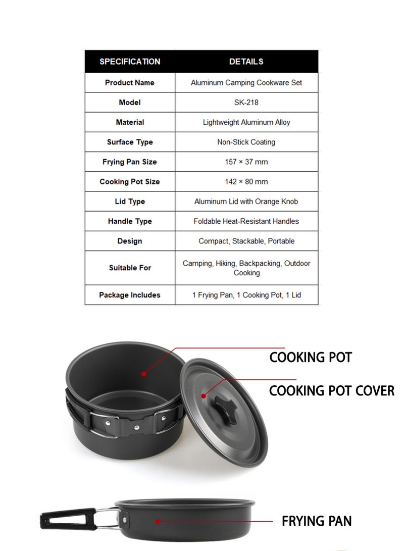 DBLEW Outdoor Camping Cookware Set – Lightweight 2-Piece Non-Stick Cooking Pot and Pan for Camping, Hiking & Backpacking - Image 2