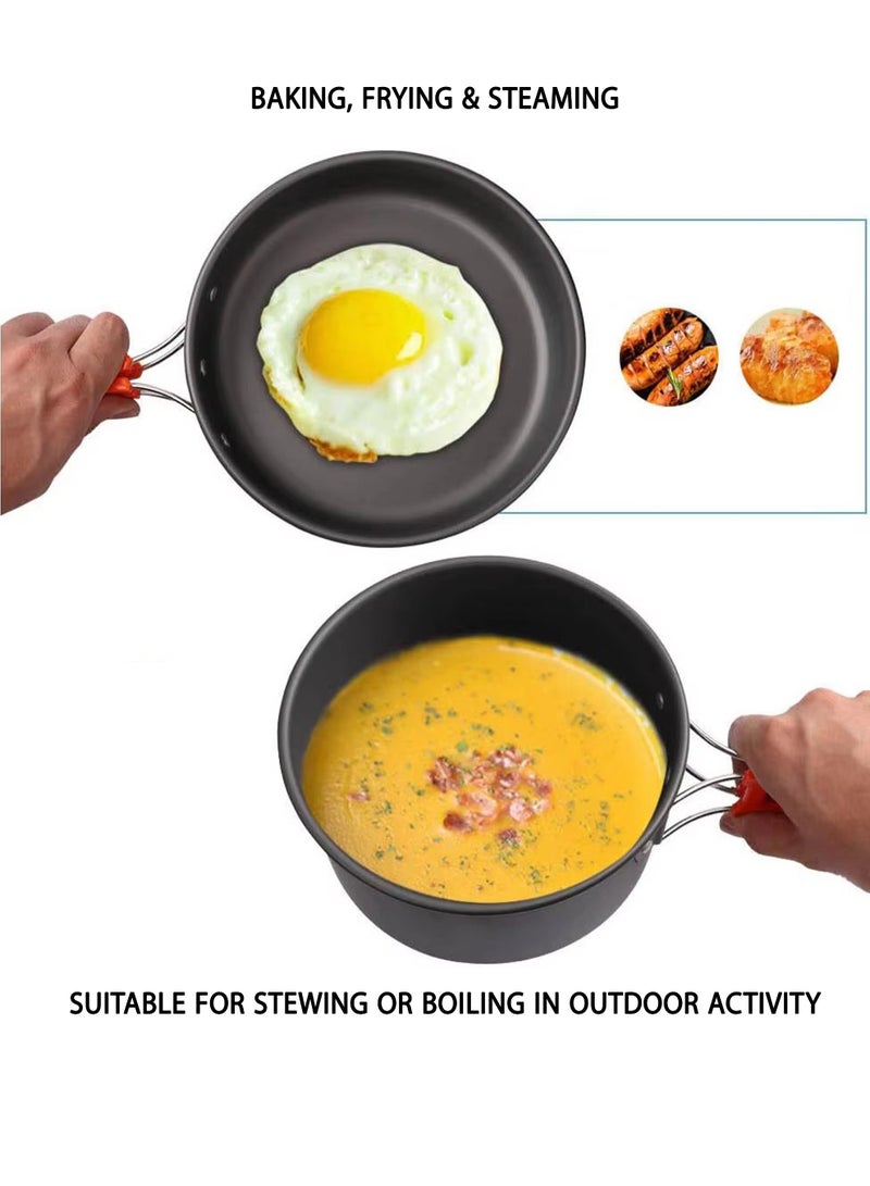 DBLEW Outdoor Camping Cookware Set – Lightweight 2-Piece Non-Stick Cooking Pot and Pan for Camping, Hiking & Backpacking - Image 3