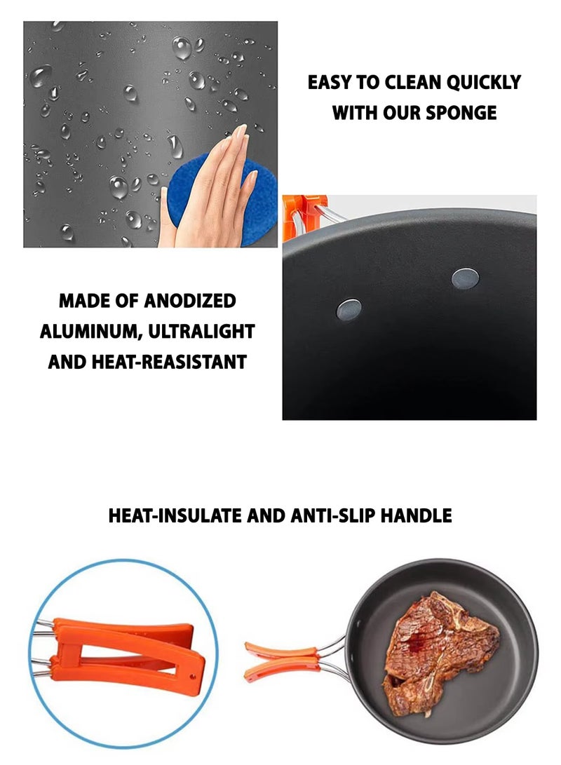 DBLEW Outdoor Camping Cookware Set – Lightweight 2-Piece Non-Stick Cooking Pot and Pan for Camping, Hiking & Backpacking - Image 4
