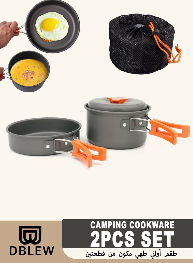 DBLEW Outdoor Camping Cookware Set – Lightweight 2-Piece Non-Stick Cooking Pot and Pan for Camping, Hiking & Backpacking - Image 1