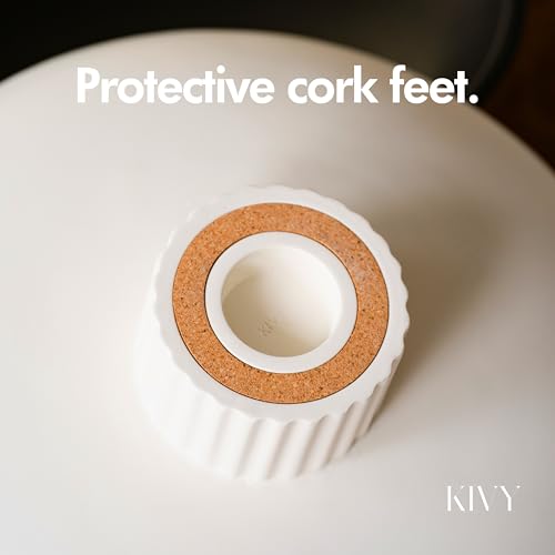 KIVY Concrete Fruit Bowl for Kitchen Counter - Large Decorative Pedestal Bowl for Home Decor - Modern Key Bowl for Entryway Table - White - Image 5