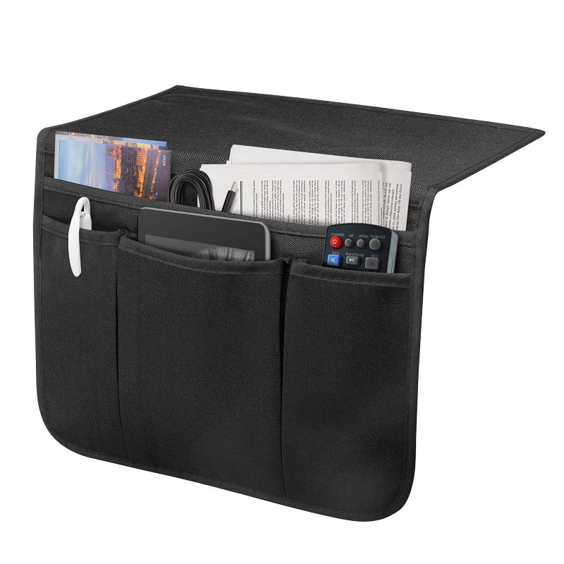 Bedside Caddy Bedside Storage Organizer Magazine Phone Tablet iPad Remote Holder Organizer Caddy for Home College Dorm Bed Sofa Bunk Bed Black