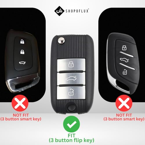 SHOPOFLUX Metal Car Key Cover Compatible for MG Hector Astor 3 Buttons Flip Key - Black - Image 2