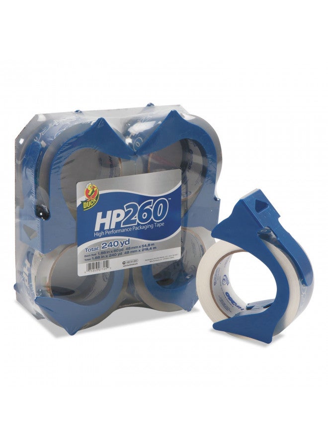 Duck brand Duck HP260 Packaging Tape, 4 Rolls with Reusable Dispensers, 240 Yards, High Performance Strong Tape for Shipping, Mailing & Storage, 3" Core Packing Tape Refills for Boxes, 1.88" x 60 Yd. (847667) - Image 2