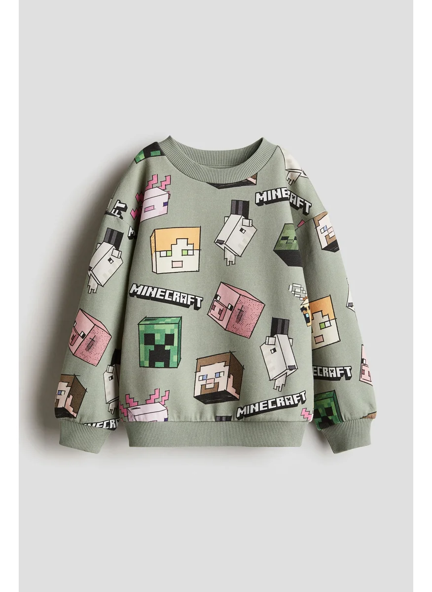 اتش اند ام Oversized Printed Sweatshirt