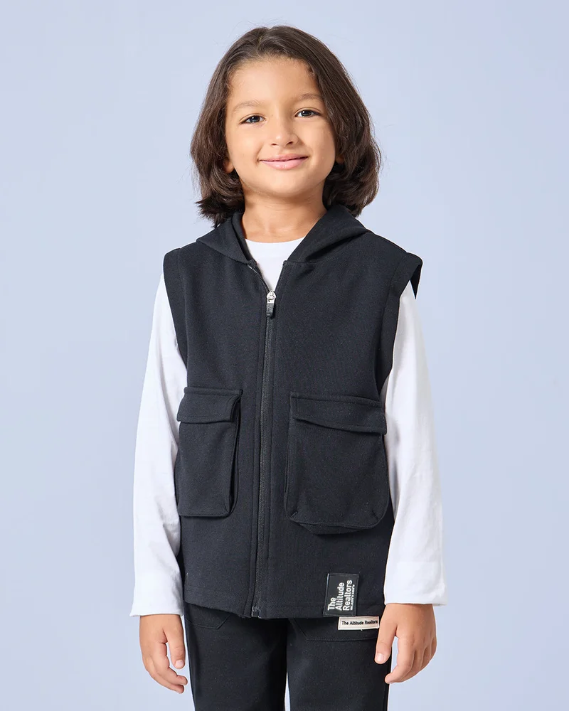 REDTAG Boys Black And White Embellished Casual Set (3 Piece)