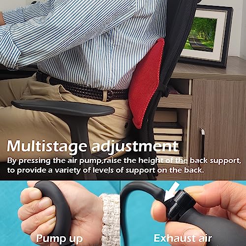 POPIPEN Inflatable Lumbar Support Pillow for Office Chair and Car Seat, Back Support Cushion with Air Pump for Reducing Lower Back Pain - Image 4