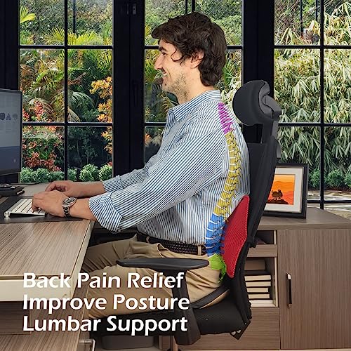 POPIPEN Inflatable Lumbar Support Pillow for Office Chair and Car Seat, Back Support Cushion with Air Pump for Reducing Lower Back Pain - Image 2