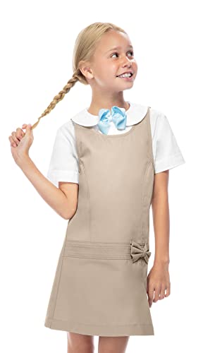 Classroom Little Girls' Uniform Zig Zag Jumper Dress, Khaki, 5 - Image 5
