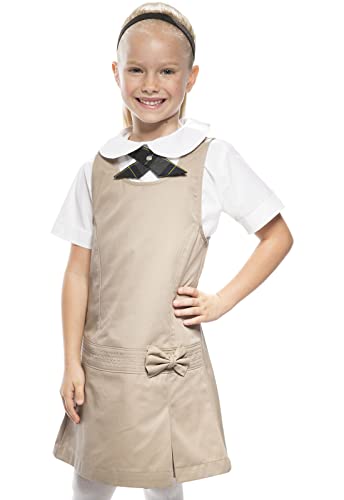Classroom Little Girls' Uniform Zig Zag Jumper Dress, Khaki, 5 - Image 3