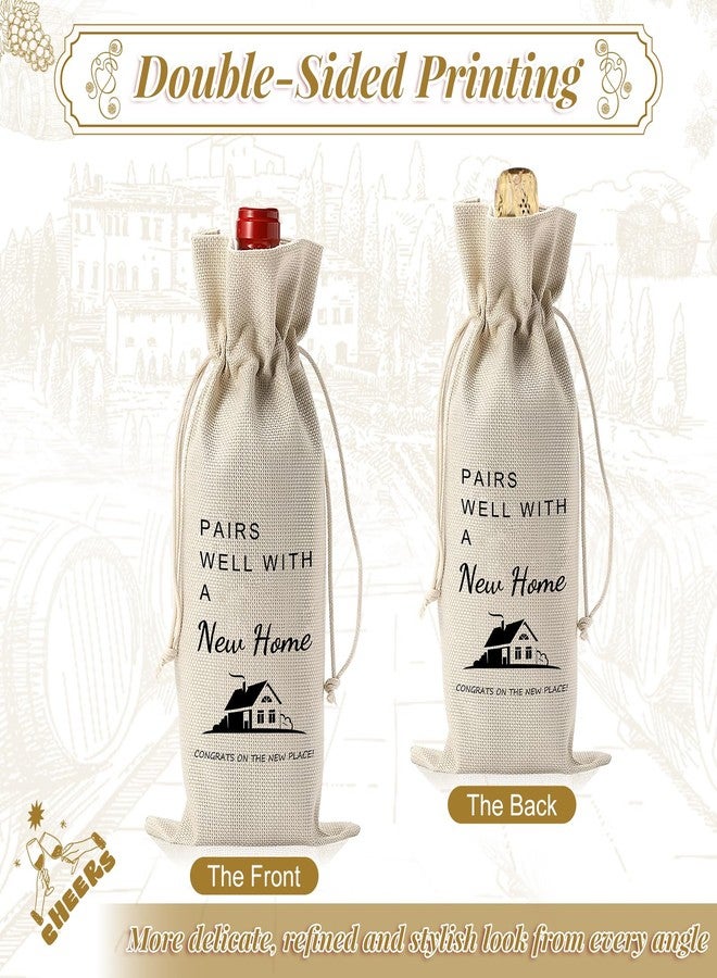 PinCute House Warming Gifts New Home, Wine/Champagne Bag with Thicken Fabric&Drawstring, Housewarming Gift Ideas New Apartment for Friend, Coworker, Neighbor, Family Member’s New Home Celebration Party - Image 4