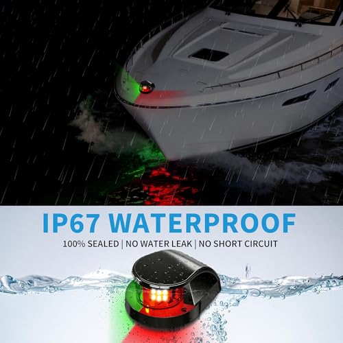 Obcursco Boat Navigation Lights, Red and Green Marine LED Bow Lights, IP67 Waterproof, Rust-Resistant, Ideal for Pontoon, Skiff, Small Boats, and Yacht(Black) - Image 4