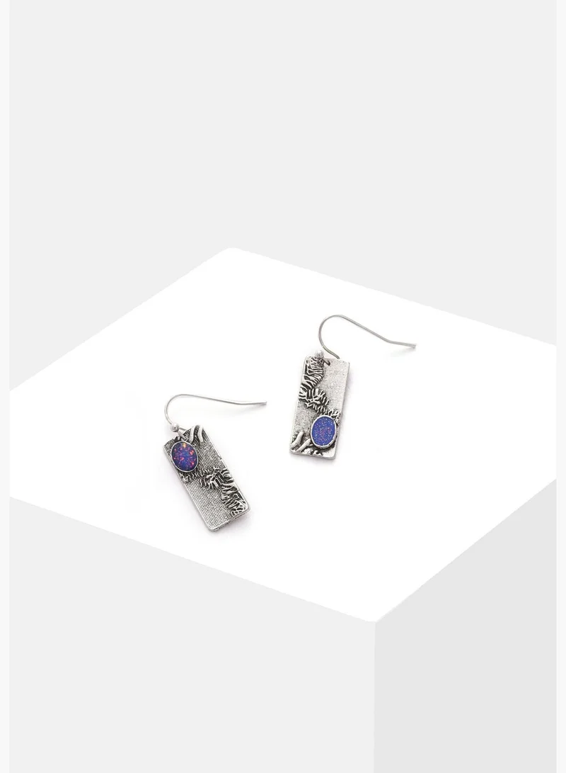 SOHI Silver Plated Designer Stone Drop Earrings