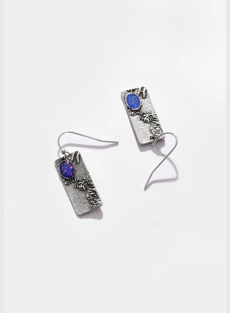 SOHI Silver Plated Designer Stone Drop Earrings