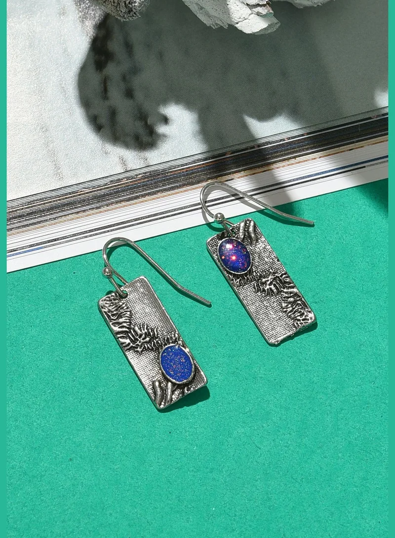 SOHI Silver Plated Designer Stone Drop Earrings