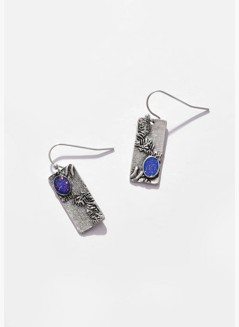 SOHI Silver Plated Designer Stone Drop Earrings