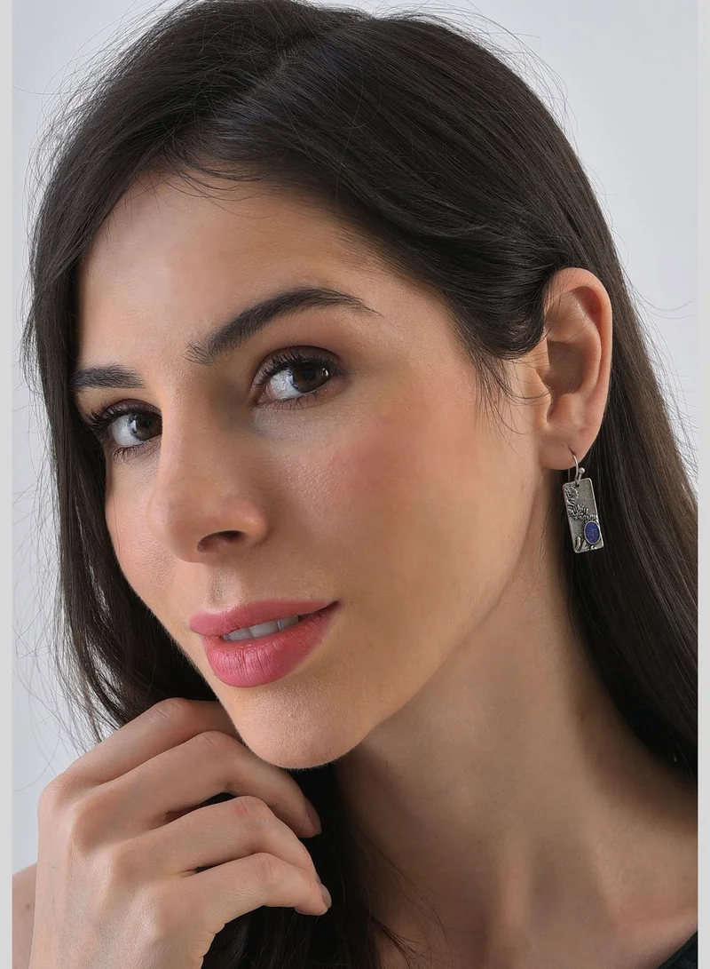 SOHI Silver Plated Designer Stone Drop Earrings