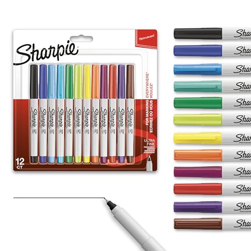 Sharpie Permanent Markers Ultra Fine Point Assorted Colors 12 Count - Image 1