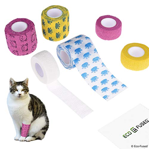 ECO-FUSED EcoFused Self Adhering Bandage Injury Wrap Tape for Cats Pack of 6 Supports Muscles and Joints Does not Stick to Hair Elastic Water Repellent Breathable Relieves Stress - Image 1
