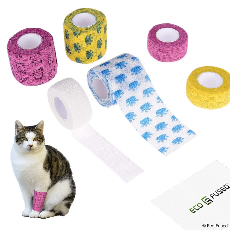 ECO-FUSED EcoFused Self Adhering Bandage Injury Wrap Tape for Cats Pack of 6 Supports Muscles and Joints Does not Stick to Hair Elastic Water Repellent Breathable Relieves Stress - Image 2