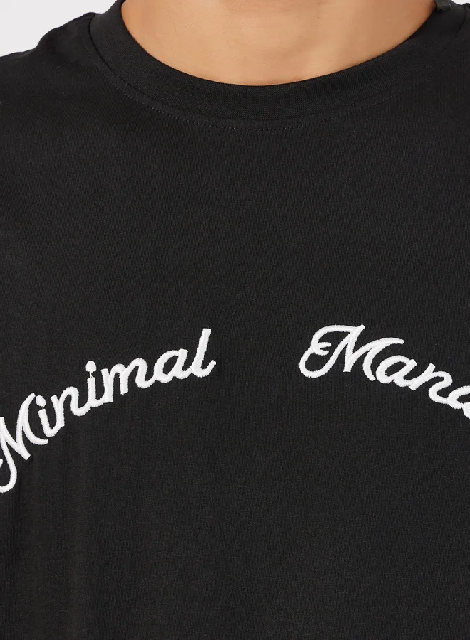 Styli Styli Oversized Mock Neck Heavy Jersey Embroidered T-Shirt