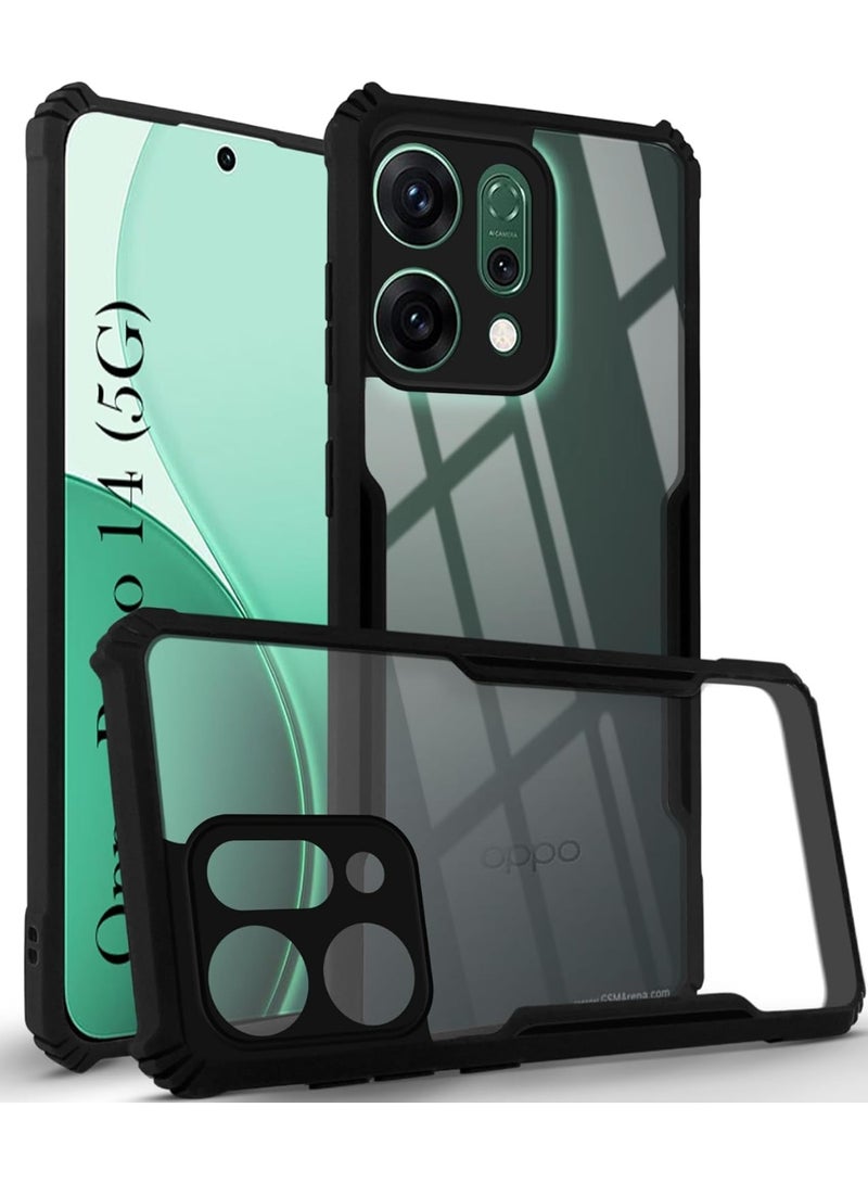 Case for Oppo Reno 14 5G Clear Cover Hard PC Back Cover with Shockproof TPU Black Border 360 Degree Impact Resistant non-Yellowing Transparent Cover For Oppo Reno 14  - Image 1