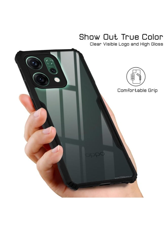 Case for Oppo Reno 14 5G Clear Cover Hard PC Back Cover with Shockproof TPU Black Border 360 Degree Impact Resistant non-Yellowing Transparent Cover For Oppo Reno 14  - Image 3