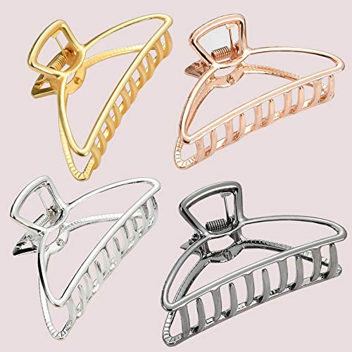 HH&LL Hair Clips, Metal Hair Claw Barrette Clamp Jaw for Women (2, Gold+ Rose Golden) - Image 5