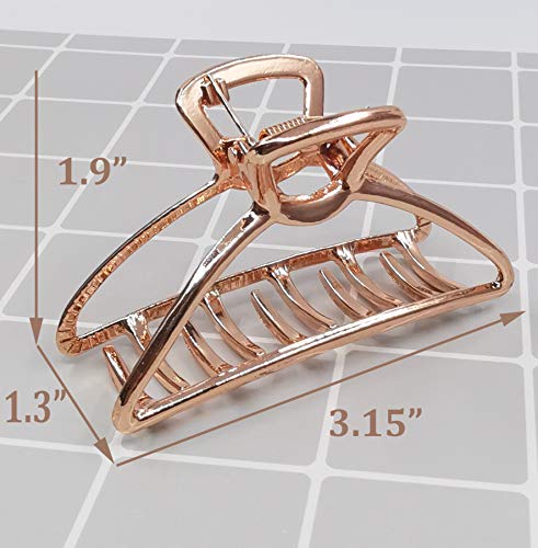 HH&LL Hair Clips, Metal Hair Claw Barrette Clamp Jaw for Women (2, Gold+ Rose Golden) - Image 3