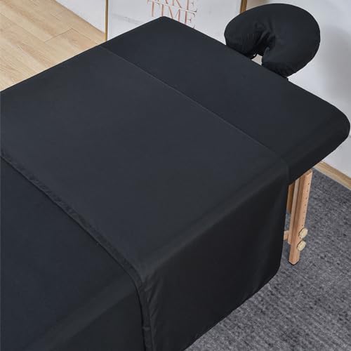 MRJ Soft 3 Piece Set Microfiber Massage Sheet Setfor Massage TablesIncludes Massage Flat SheetMassage Fitted Sheet and Face Rest CoverBlack